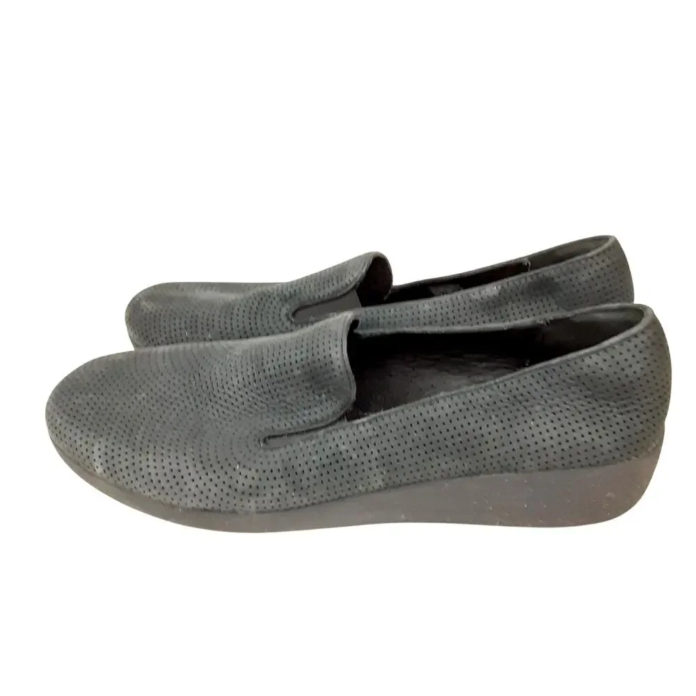 FitFlop Superskate Slip On Sneakers Black Pull On Work Shoes Womens 10 Orthotic